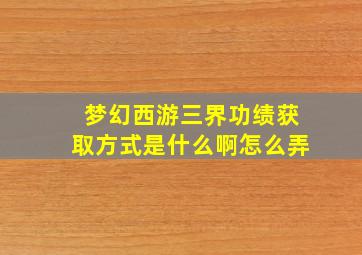 梦幻西游三界功绩获取方式是什么啊怎么弄