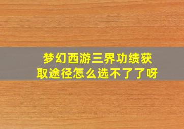 梦幻西游三界功绩获取途径怎么选不了了呀