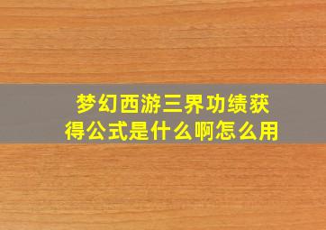 梦幻西游三界功绩获得公式是什么啊怎么用