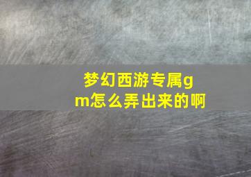 梦幻西游专属gm怎么弄出来的啊