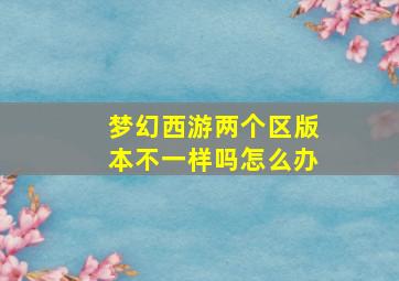 梦幻西游两个区版本不一样吗怎么办