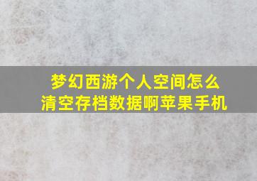 梦幻西游个人空间怎么清空存档数据啊苹果手机