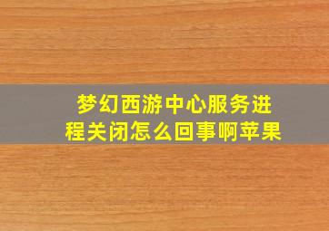 梦幻西游中心服务进程关闭怎么回事啊苹果