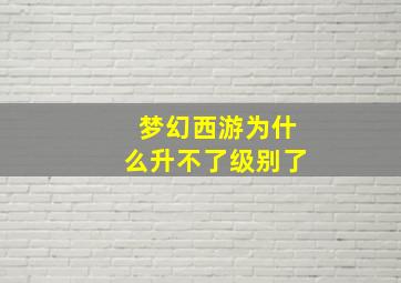 梦幻西游为什么升不了级别了