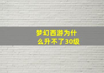 梦幻西游为什么升不了30级