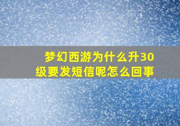 梦幻西游为什么升30级要发短信呢怎么回事