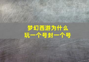 梦幻西游为什么玩一个号封一个号