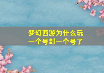 梦幻西游为什么玩一个号封一个号了