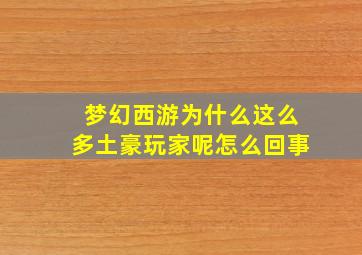 梦幻西游为什么这么多土豪玩家呢怎么回事