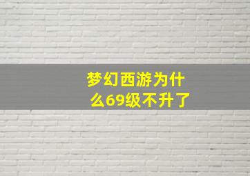 梦幻西游为什么69级不升了