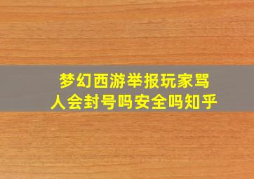 梦幻西游举报玩家骂人会封号吗安全吗知乎