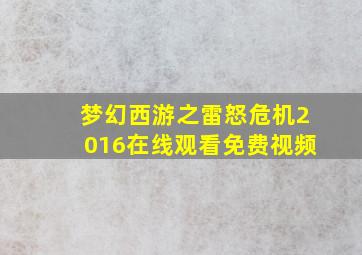 梦幻西游之雷怒危机2016在线观看免费视频