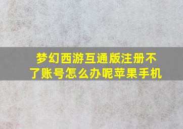 梦幻西游互通版注册不了账号怎么办呢苹果手机