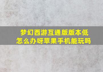 梦幻西游互通版版本低怎么办呀苹果手机能玩吗