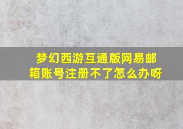 梦幻西游互通版网易邮箱账号注册不了怎么办呀