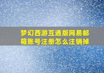 梦幻西游互通版网易邮箱账号注册怎么注销掉