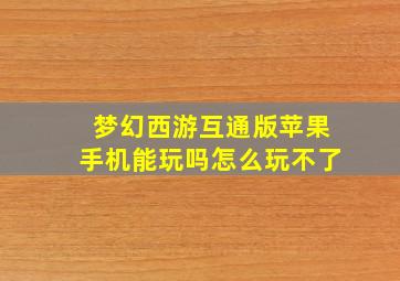 梦幻西游互通版苹果手机能玩吗怎么玩不了