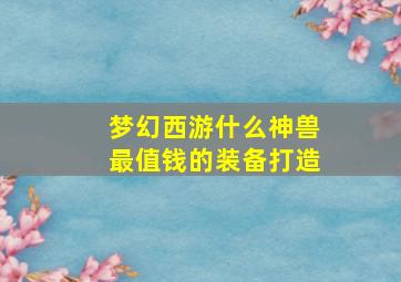 梦幻西游什么神兽最值钱的装备打造