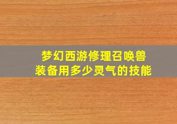 梦幻西游修理召唤兽装备用多少灵气的技能