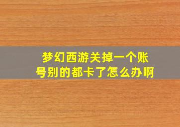 梦幻西游关掉一个账号别的都卡了怎么办啊