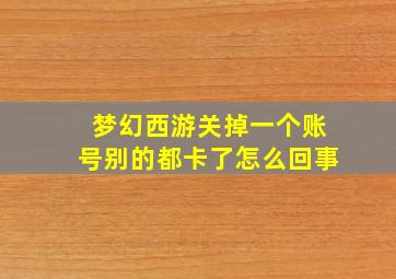 梦幻西游关掉一个账号别的都卡了怎么回事