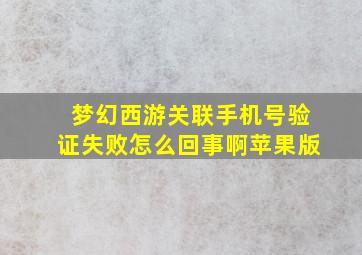 梦幻西游关联手机号验证失败怎么回事啊苹果版