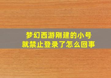 梦幻西游刚建的小号就禁止登录了怎么回事