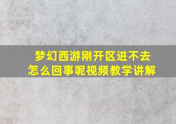 梦幻西游刚开区进不去怎么回事呢视频教学讲解