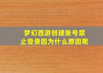 梦幻西游创建账号禁止登录因为什么原因呢