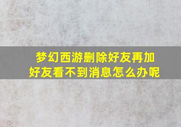 梦幻西游删除好友再加好友看不到消息怎么办呢