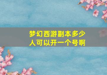 梦幻西游副本多少人可以开一个号啊