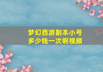 梦幻西游副本小号多少钱一次啊视频