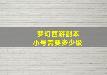 梦幻西游副本小号需要多少级