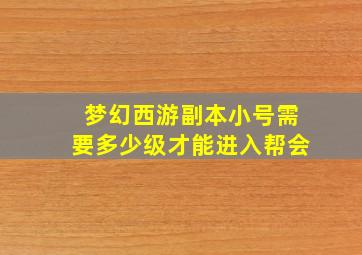 梦幻西游副本小号需要多少级才能进入帮会