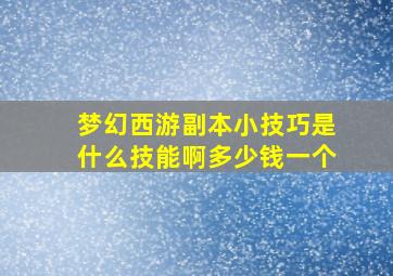 梦幻西游副本小技巧是什么技能啊多少钱一个