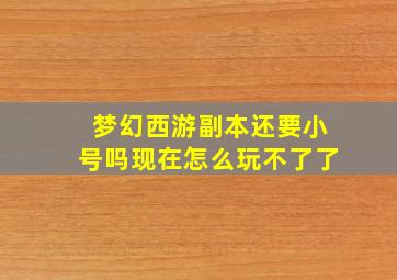 梦幻西游副本还要小号吗现在怎么玩不了了