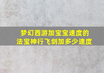 梦幻西游加宝宝速度的法宝神行飞剑加多少速度