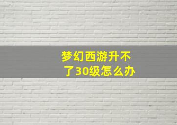 梦幻西游升不了30级怎么办