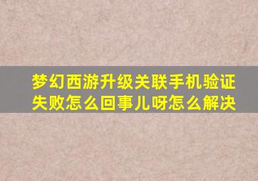 梦幻西游升级关联手机验证失败怎么回事儿呀怎么解决