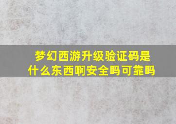 梦幻西游升级验证码是什么东西啊安全吗可靠吗