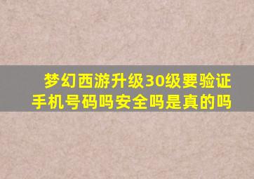 梦幻西游升级30级要验证手机号码吗安全吗是真的吗