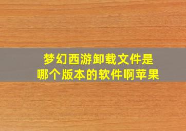 梦幻西游卸载文件是哪个版本的软件啊苹果