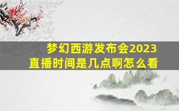 梦幻西游发布会2023直播时间是几点啊怎么看