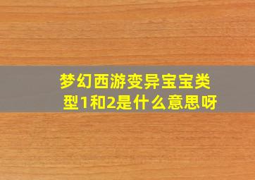 梦幻西游变异宝宝类型1和2是什么意思呀