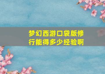 梦幻西游口袋版修行能得多少经验啊