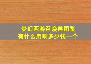 梦幻西游召唤兽图鉴有什么用啊多少钱一个