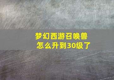 梦幻西游召唤兽怎么升到30级了