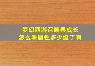 梦幻西游召唤兽成长怎么看属性多少级了啊