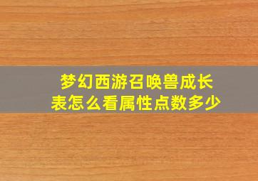 梦幻西游召唤兽成长表怎么看属性点数多少