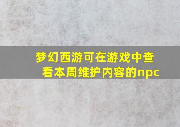 梦幻西游可在游戏中查看本周维护内容的npc